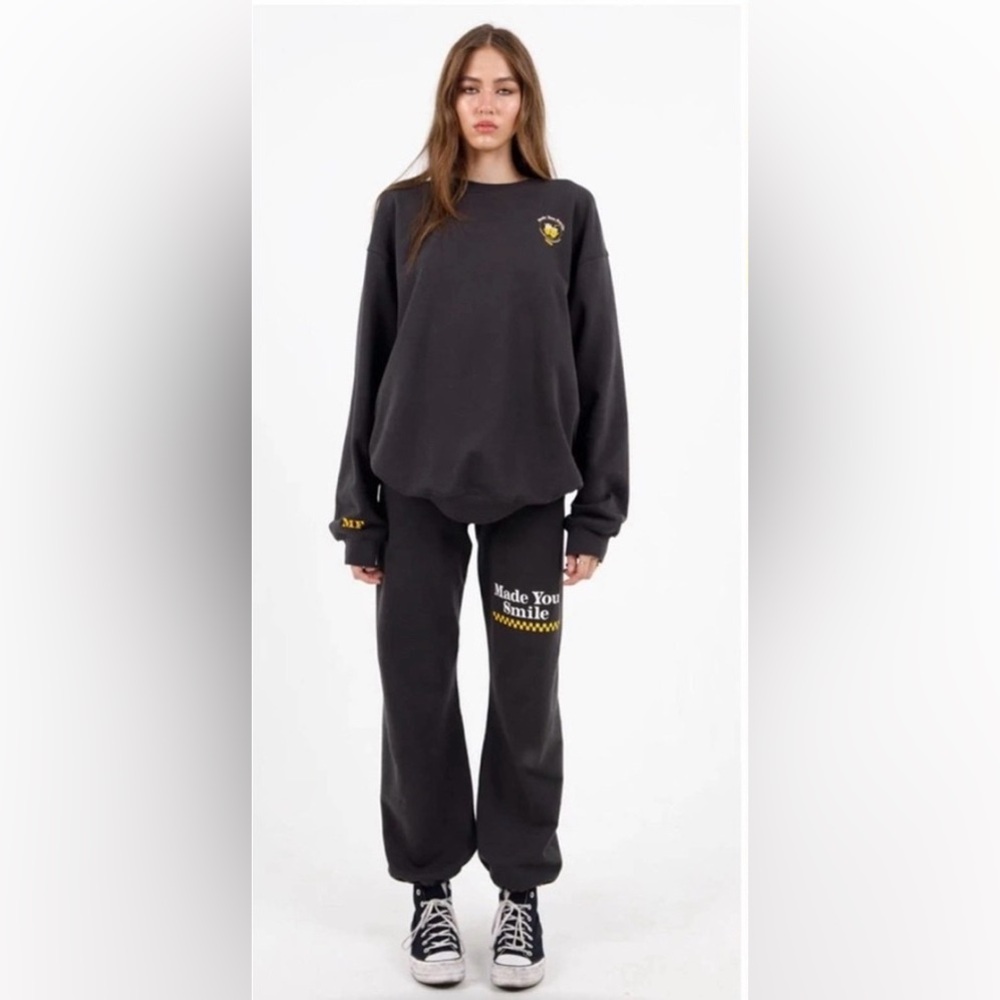The Mayfair Group “Made You Smile” Sweatpants! size S/M women’s! Black. - Picture 2 of 11